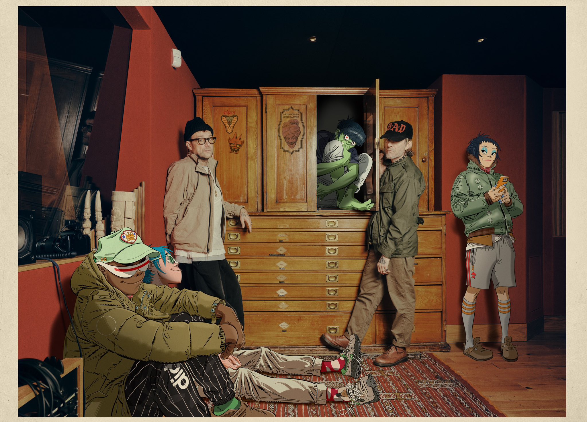 A projekt két valós tagja (Damon Albarn, Jamie Hewlett) és a virtuális zenekar (2-D, Murdoc, Noodle, Russel)